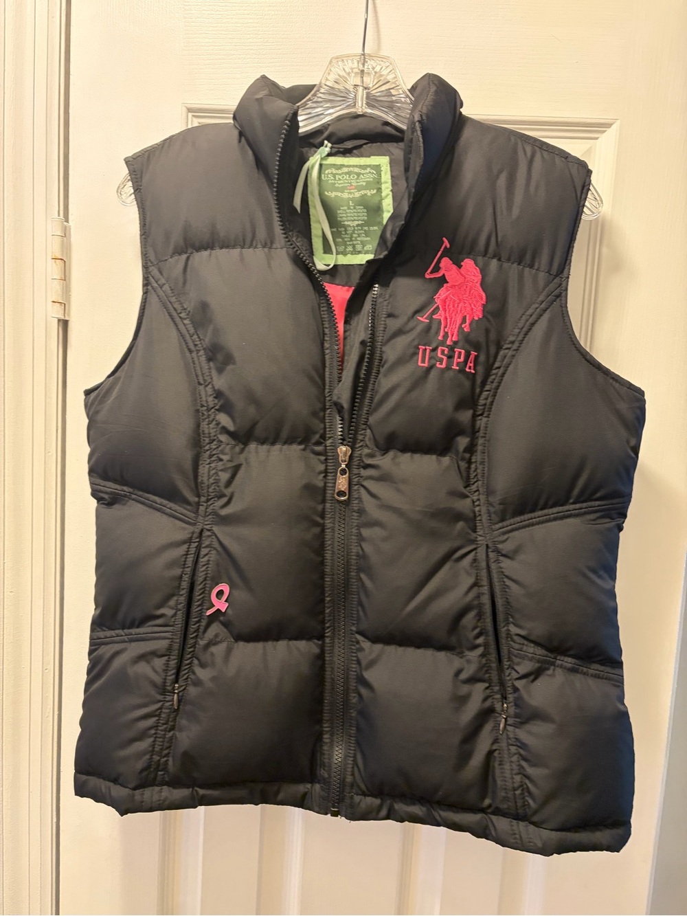 U.S. Polo Assn. Black Vest with Pink Logo